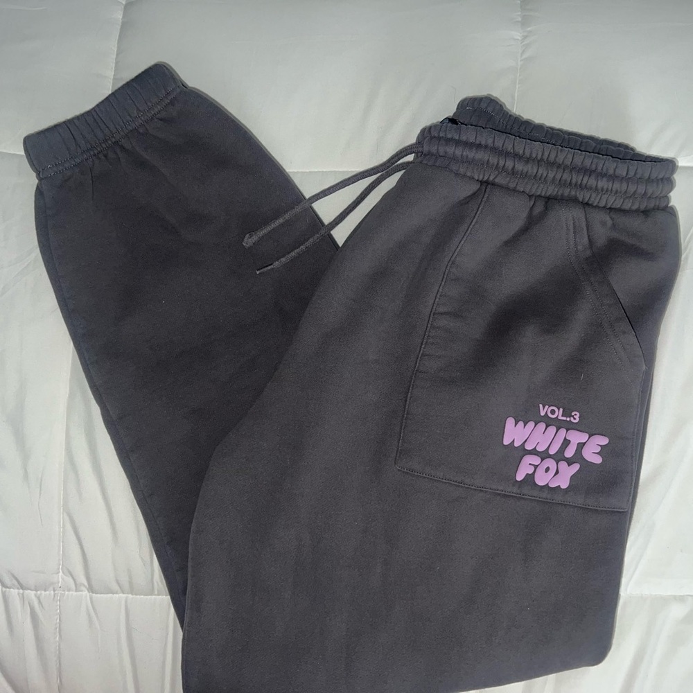 White Fox Boutique Gray and Pink Track Pants